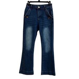 MOTF Women's Flare Leg Jeans High Waist Denim Blue‎ Size Small